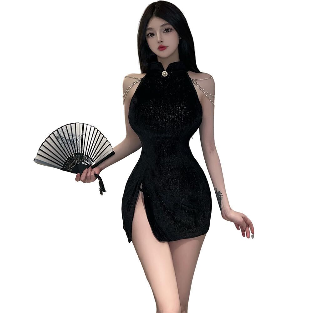 5582 sexy Chinese style cheongsam cosplay lace patchwork hollow out Chinese